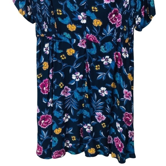 New! Old Navy Bohemian Smocked Blue Floral Fit & Flare Dress - Picture 8 of 11
